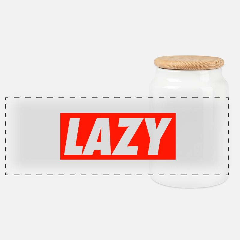 Lazy - Panoramic Cookie Jar with Wooden Lid - white