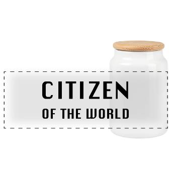 Citizen of the World Citoyen Voyage Cadeau - Boîte à biscuits avec couvercle en bois - blanc - Devant