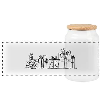 We love gifts - Panoramic Cookie Jar with Wooden Lid - white - Front