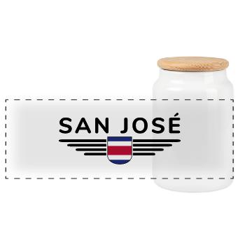 Costa Rica T-Shirt – Pura Vida Style - Panoramic Cookie Jar with Wooden Lid - white - Front