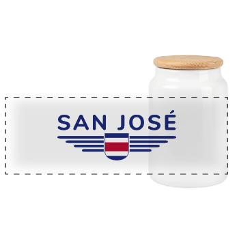 San José T-Shirt – Costa Rica Vibes - Panoramic Cookie Jar with Wooden Lid - white - Front