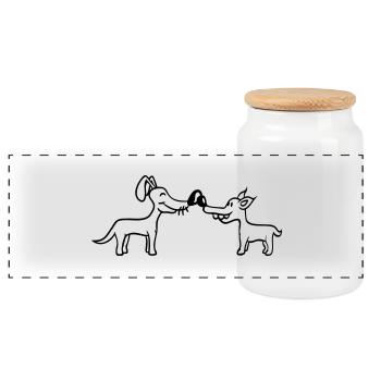 2 Dogs Big Nose Greeting Team Two Friends Crew - Panoramic Cookie Jar with Wooden Lid - white - Front