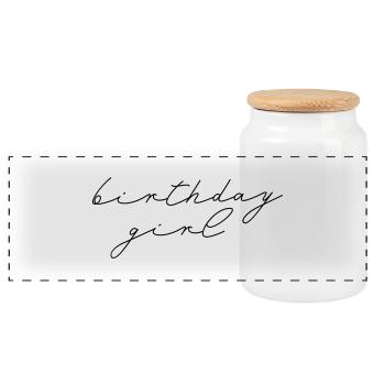 Birthday Girl - Panorama Keksdose mit Holzdeckel - Weiß - Vorne