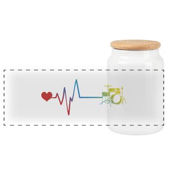 Drums Music - Panoramic Cookie Jar with Wooden Lid - white - Front