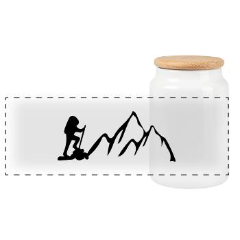 mountain hike - Panoramic Cookie Jar with Wooden Lid - white - Front