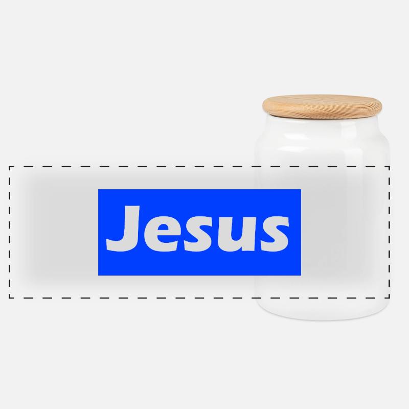 Jesus - Panorama Keksdose mit Holzdeckel - Weiß