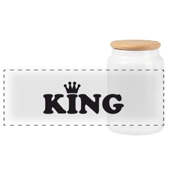 kingsize - Panoramic Cookie Jar with Wooden Lid - white - Front