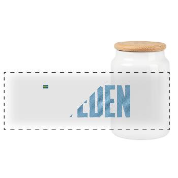 Sweden Bold Flag Typography - Panoramic Cookie Jar with Wooden Lid - white - Front