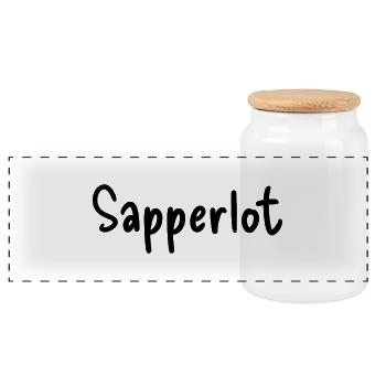 Sapperlot - Panoramic Cookie Jar with Wooden Lid - white - Front