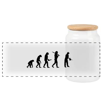 gaertner evolution progress development - Panoramic Cookie Jar with Wooden Lid - white - Front