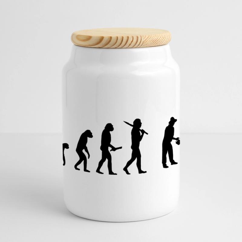 gaertner evolution progress development Panoramic Cookie Jar with Wooden Lid