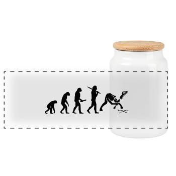 Evolution Progress Development Rock Star Heavy - Panoramic Cookie Jar with Wooden Lid - white - Front