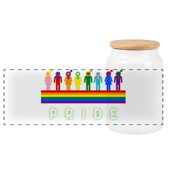 Pride Regenbogen LGBTQ Vielfalt Design - Panorama Keksdose mit Holzdeckel - Weiß - Vorne