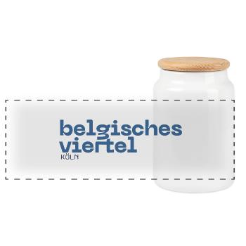 Belgian Quarter - Cologne Quarter - Panoramic Cookie Jar with Wooden Lid - white - Front
