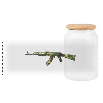AK47 Camouflage - Panoramic Cookie Jar with Wooden Lid - white - Front