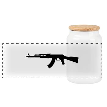 AK 47 - Panorama Keksdose mit Holzdeckel - Weiß - Vorne