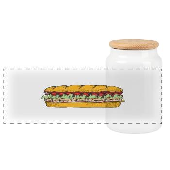 cheese cheese pizza sandwich mouse mouse food97 - Panoramic Cookie Jar with Wooden Lid - white - Front