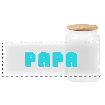 PAPA. VATERTAG. FROHER VATERTAG. ALLES GUTE ZUM GEBURTSTAG. - Panorama Keksdose mit Holzdeckel - Weiß - Vorne