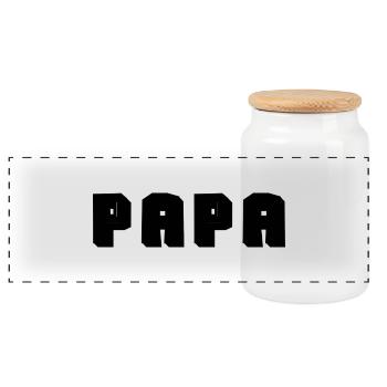 PAPA. VATERTAG. FROHER VATERTAG. ALLES GUTE ZUM GEBURTSTAG. - Panorama Keksdose mit Holzdeckel - Weiß - Vorne