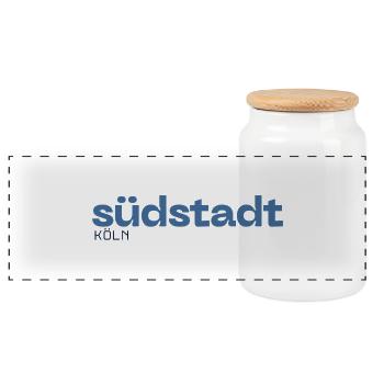 Südstadt Köln - Deutschland - Panorama Keksdose mit Holzdeckel - Weiß - Vorne