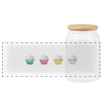cupcake muffin cake kuchen backen bakery25 - Panorama Keksdose mit Holzdeckel - Weiß - Vorne