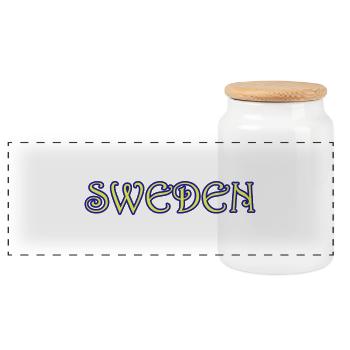 Suède - Boîte à biscuits avec couvercle en bois - blanc - Devant