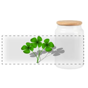 luck - Panoramic Cookie Jar with Wooden Lid - white - Front