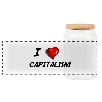 I love capitalism shirt. Kapitalismus Wirtschaft. - Panorama Keksdose mit Holzdeckel - Weiß - Vorne