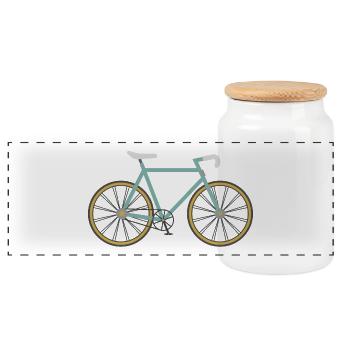 Rennrad / Singlespeed / Fahrrad - Panorama Keksdose mit Holzdeckel - Weiß - Vorne