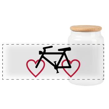 2541614 129298473 CYCLING HEART - Panoramic Cookie Jar with Wooden Lid - white - Front