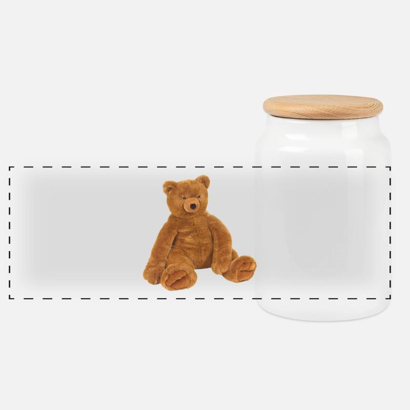 Teddybär auf dem TShirt als Geschenk Geschenkidee - Panorama Keksdose mit Holzdeckel - Weiß