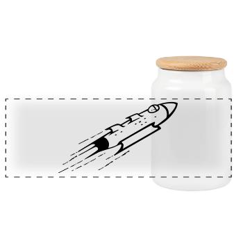 Rakte universe gift idea fast to the moon - Panoramic Cookie Jar with Wooden Lid - white - Front
