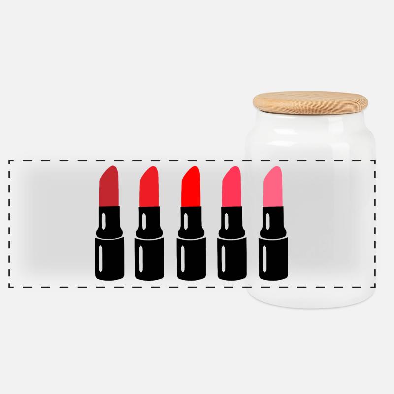 Lippenstift - Panorama Keksdose mit Holzdeckel - Weiß