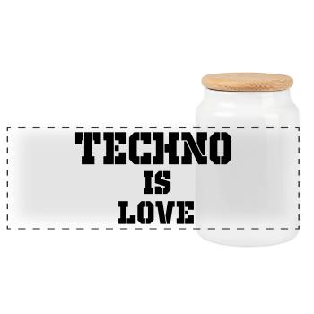 Techno ist Liebe - Panorama Keksdose mit Holzdeckel - Weiß - Vorne