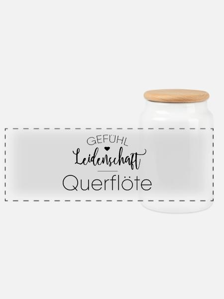 Querflöte Instrument Geschenk - Panorama Keksdose mit Holzdeckel - Weiß