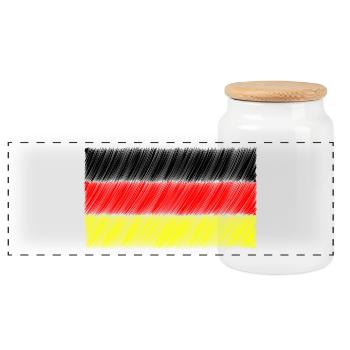 Deutschlandfahne Deutschlandflagge Weltmeister - Panorama Keksdose mit Holzdeckel - Weiß - Vorne
