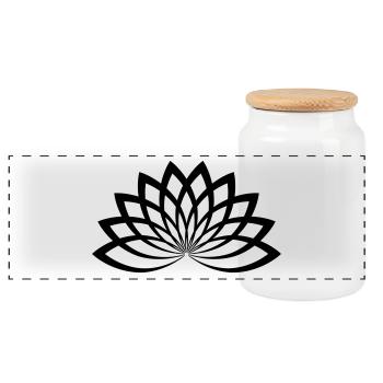 lotus - Boîte à biscuits avec couvercle en bois - blanc - Devant