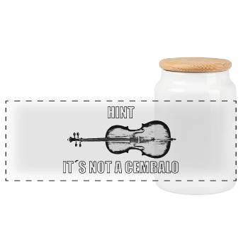 Music Meme Cello "Pas un clavecin" - Boîte à biscuits avec couvercle en bois - blanc - Devant