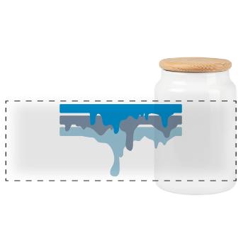 100% Graffiti Color DRIPS - Panorama Keksdose mit Holzdeckel - Weiß - Vorne