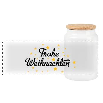 Frohe Weihnachten - Panorama Keksdose mit Holzdeckel - Weiß - Vorne