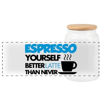 Coffee - Panorama Keksdose mit Holzdeckel - Weiß - Vorne