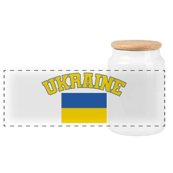 Flagge der Ukraine, Ukraine - Panorama Keksdose mit Holzdeckel - Weiß - Vorne