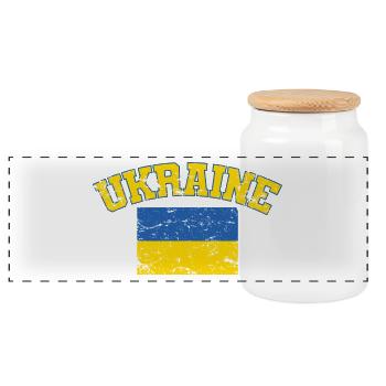 Ukrainische Flagge der Ukraine - Panorama Keksdose mit Holzdeckel - Weiß - Vorne