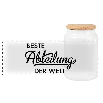 Beste Abteilung der Welt - Panorama Keksdose mit Holzdeckel - Weiß - Vorne