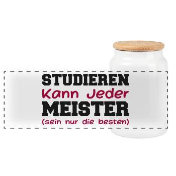 Studieren Kann Jeder Meister Meisterprüfung - Panorama Keksdose mit Holzdeckel - Weiß - Vorne