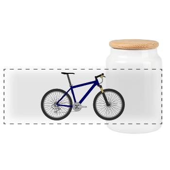 bicycle mountain bike cyclist mountain bike - Panoramic Cookie Jar with Wooden Lid - white - Front