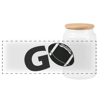 go football geschenk idee - Panorama Keksdose mit Holzdeckel - Weiß - Vorne