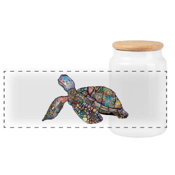 tortue - Boîte à biscuits avec couvercle en bois - blanc - Devant