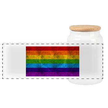 Rainbow flag - Panoramic Cookie Jar with Wooden Lid - white - Front