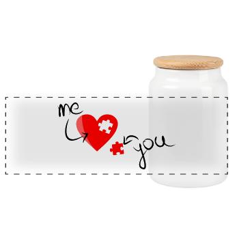 Me love you - Panorama Keksdose mit Holzdeckel - Weiß - Vorne